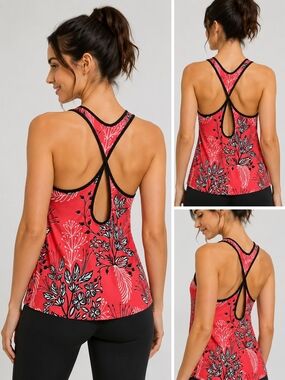 Red Floral Swim Shirt